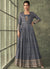 Slate Grey Sequence Embroidery Wedding Anarkali Pant Suit