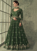 Green Sequence Embroidery Wedding Anarkali Pant Suit