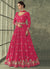 Hot Pink Sequence Embroidery Wedding Anarkali Pant Suit