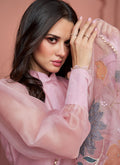 Blush Indian Clothes - Pink Floral Pakistani Pant Style Suit In Canada