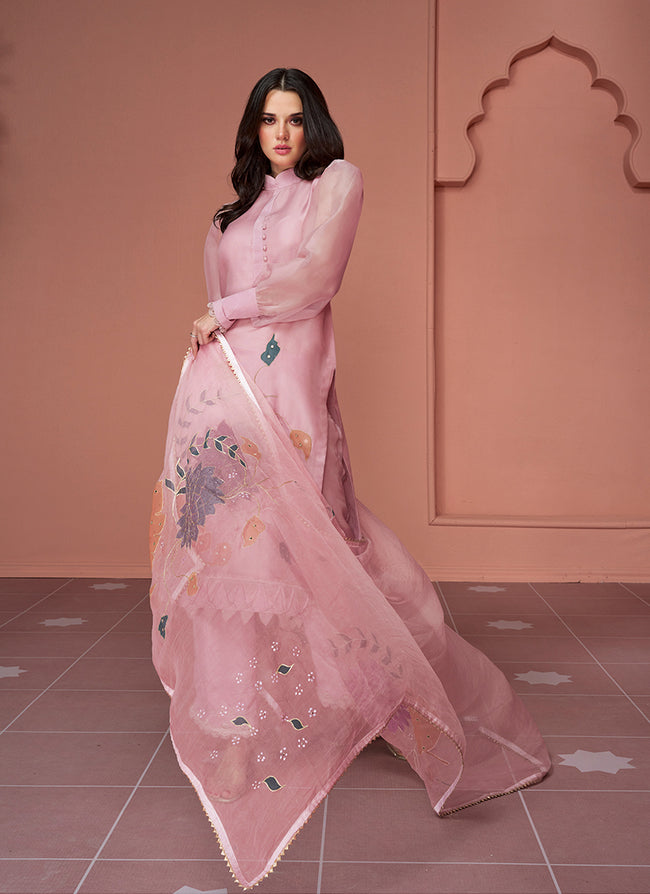 Buy Pant Suits - Blush Pink Multi Floral Embroidery Pakistani Pant