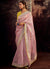 Yellow And Pink Embroidered Organza Silk Saree