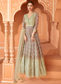 Pista Green Sequence Embroidery Floral Anarkali Suit