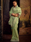 Green Two Tone Embroidered Organza Silk Saree