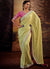 Yellow And Pink Embroidered Organza Silk Saree