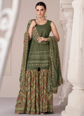 Green Sequence Embroidery Designer Sharara Suit