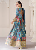 Blue Printed Anarkali Suit In UK