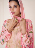 Pink Organza Silk Floral Gharara Suit In Usa