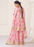 Pink Organza Silk Floral Gharara Suit In Usa Germany