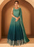 Turquoise Mirror Work Embroidery Wedding Anarkali Gown