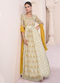 Green And Yellow Multi Embroidery Printed Wedding Anarkali Suit