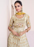 Green And Yellow Multi Embroidery Printed Wedding Anarkali Suit In USA