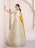 Green And Yellow Multi Embroidery Printed Wedding Anarkali Suit In USA UK Canada