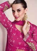 Hot Pink Embroidery Printed Wedding Anarkali Suit In USA UK