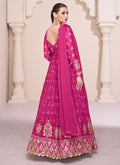 Hot Pink Embroidery Printed Wedding Anarkali Suit In USA Australia