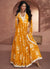 Yellow CrochetEmbroidery Flared Anarkali Suit