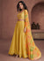 Yellow Sequence Embroidery Jacket Style Palazzo Suit