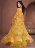 Yellow Sequence Embroidery Jacket Style Palazzo Suit In USA UK 