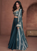 Turquoise Sequence Embroidery Jacket Style Lehenga Choli