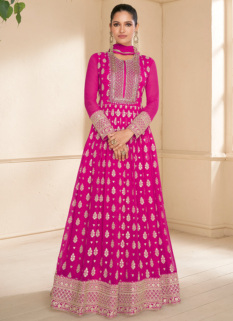 Best Mode Designer Light Pink Color Partywear Anarkali Suit.