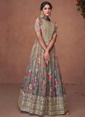 Grey Multi Designer Embroidered Printed Anarkali Gown