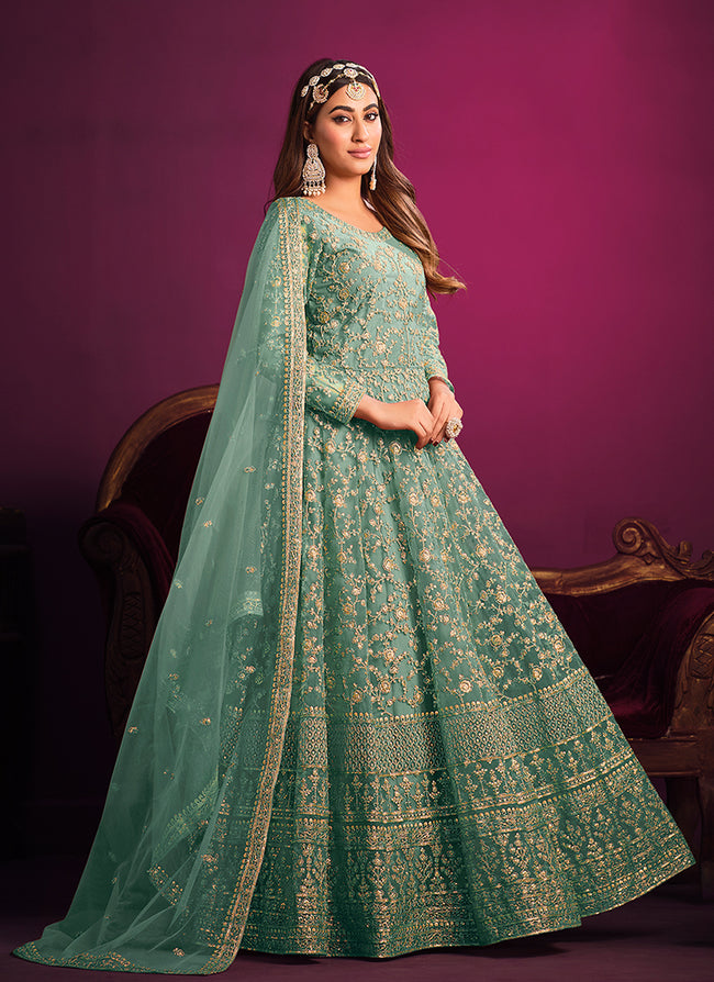Ethnic Gowns | Gown( Sea Green Colour) | Freeup