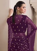 Deep Wine Foil Mirror Embroidery Cape Style Palazzo Set