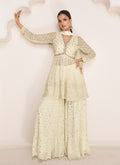 Off White Sequence Embroidery Gharara Style Suit