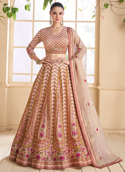 Beige Multi Handwork Embroidery Lehenga Choli 