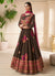 Dark Brown Multi Embroidery Traditional Silk Anarkali Gown