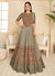Olive Green Multi Embroidery Traditional Silk Anarkali Gown