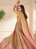 Buy Misty Yellow Multi Embroidery Traditional Georgette Anarkali Gown With Free International Shipping Worldwide.