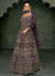 Deep Purple Mirror Work Embroidery Anarkali Gown