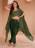 Green Mirror Work Embroidered Cape Style Co-Ord Dhoti Set
