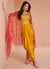 Yellow And Red Mirror Work Embroidered Cape Style Co-Ord Dhoti Set