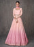 Pink Ombré Sequence And Mirror Work Embroidery Anarkali Gown