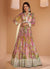 Pink Foil Mirror Embroidered Printed Anarkali Gown
