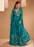 Turquoise Sequence Embroidered Printed Anarkali Gown