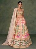 Peach Multi Sequence Embroidery Wedding Lehenga Choli