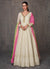 Off White Lucknowi Mirror Work Embroidery Anarkali Gown