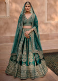 Green Sequence Embroidery Wedding Lehenga Choli