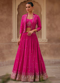 Hot Pink Handwork Embroidery Jacket Style Lehenga Choli