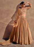 Beige Golden Sequence Embroidery Traditional Lehenga Choli