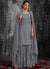 Slate Grey Mirror Work Embroidery Georgette Gharara Suit