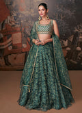 Green Golden Printed Lehenga Choli With Designer Blouse