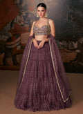 Burgundy Golden Printed Lehenga Choli With Designer Blouse