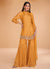 Yellow Multi Embroidery Festive Kurti And Gharara Suit