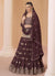 Deep Brown Multi Embroidered Wedding Lehenga Kurti And Dupatta