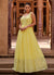 Yellow Lucknowi Foil Mirror Work Embroidery Anarkali Gown