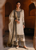 Cream White Thread And Sequence Embroidery Salwar Kameez Suit